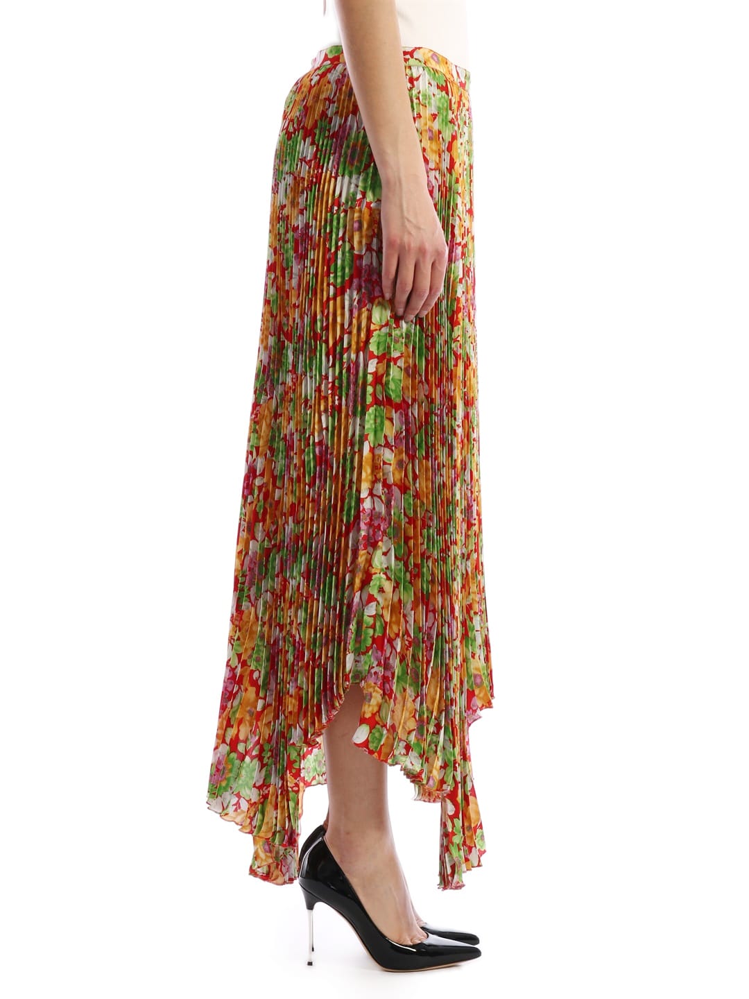 Shop Plan C Floral Plissè Skirt In Multicolor