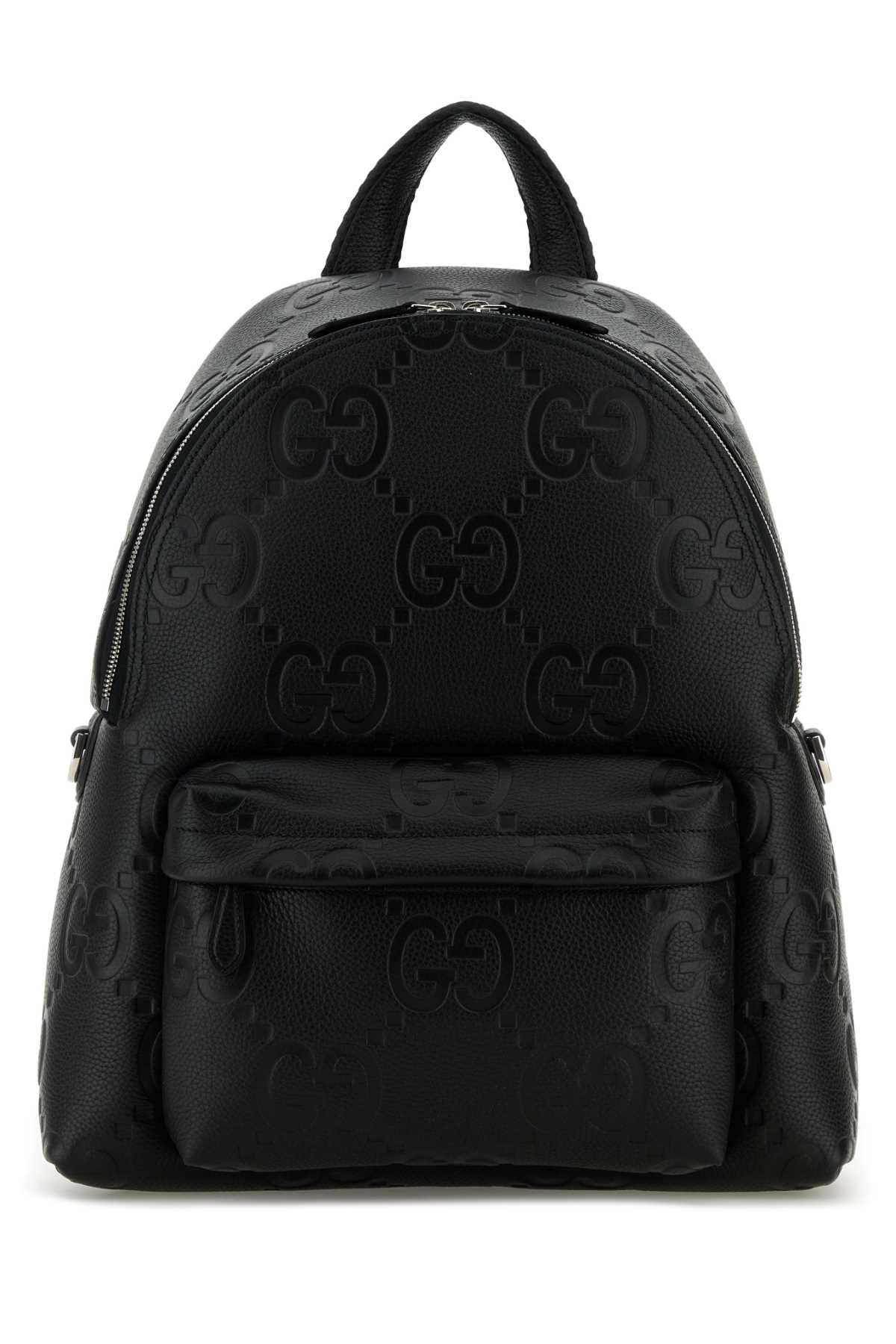 Gucci Jumbo Leather Gg Backpack With Adjustable Straps In Black