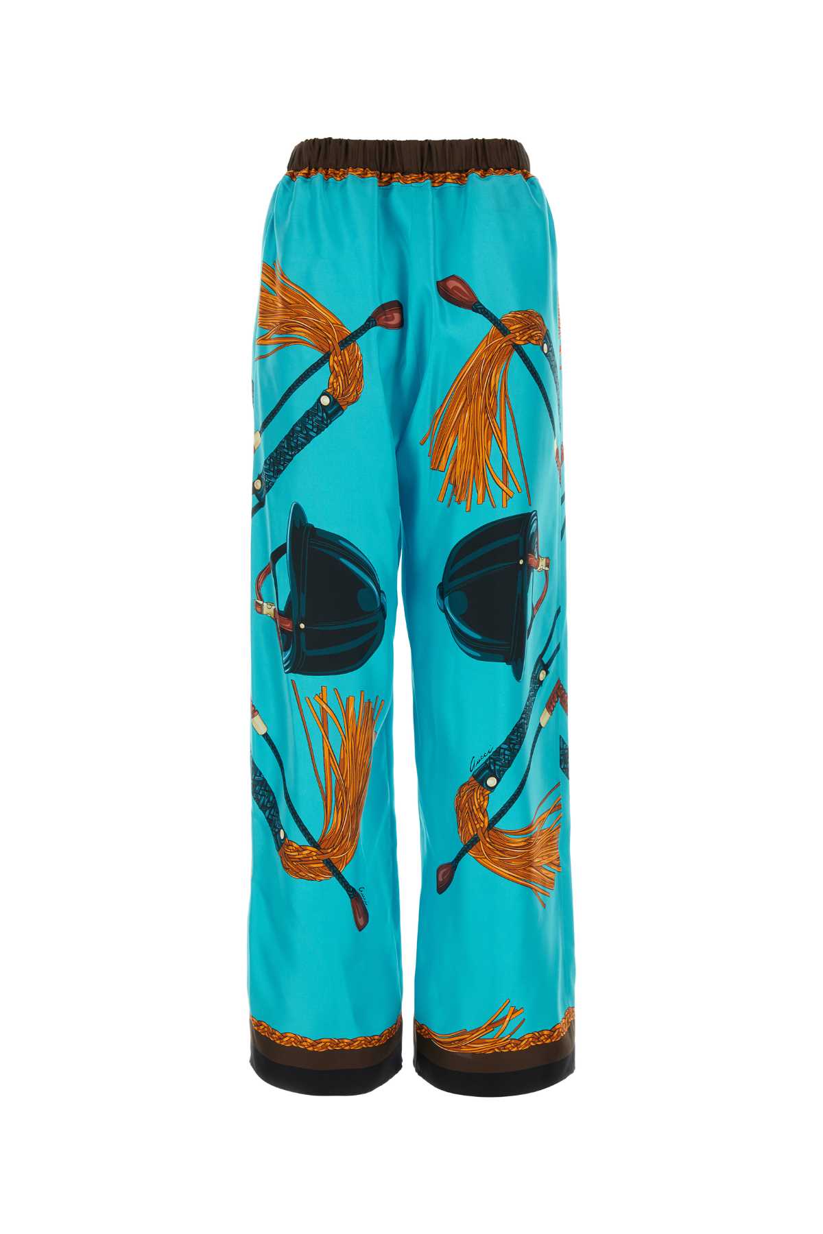 Gucci Printed Twill Pant In Turquoisebrownmc