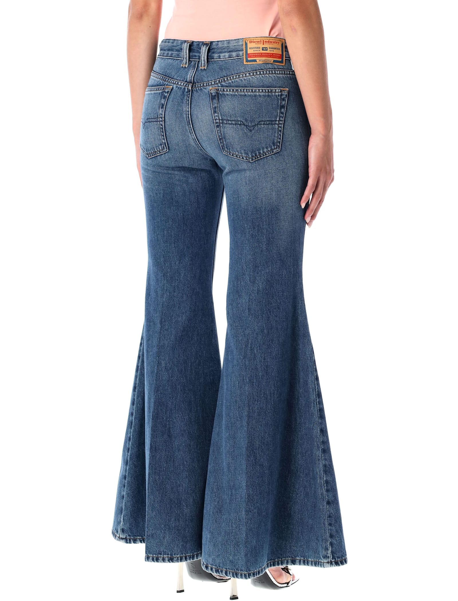 Diesel Blue Low-rise Flared Jeans 1970 D-bleess In Blue