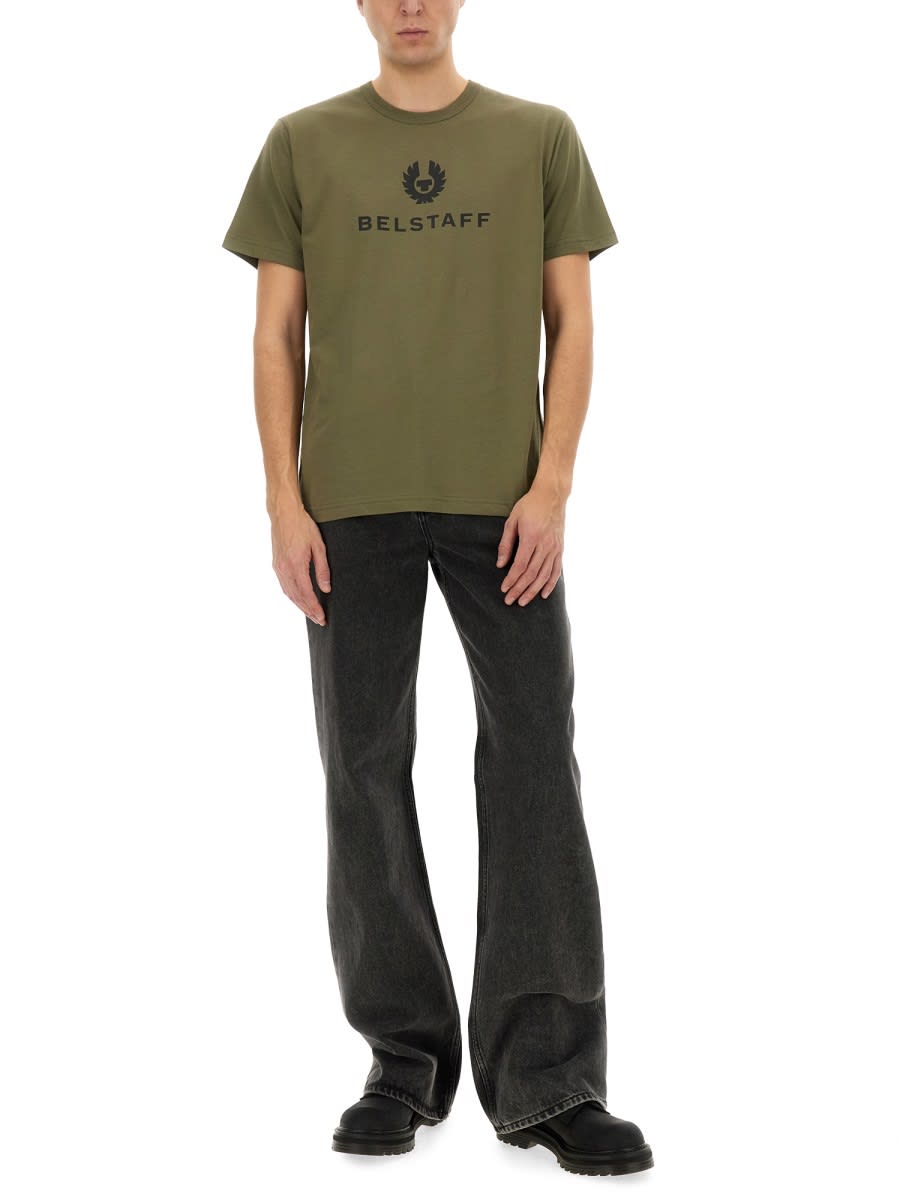 Belstaff T-shirt With Logo In Military Green