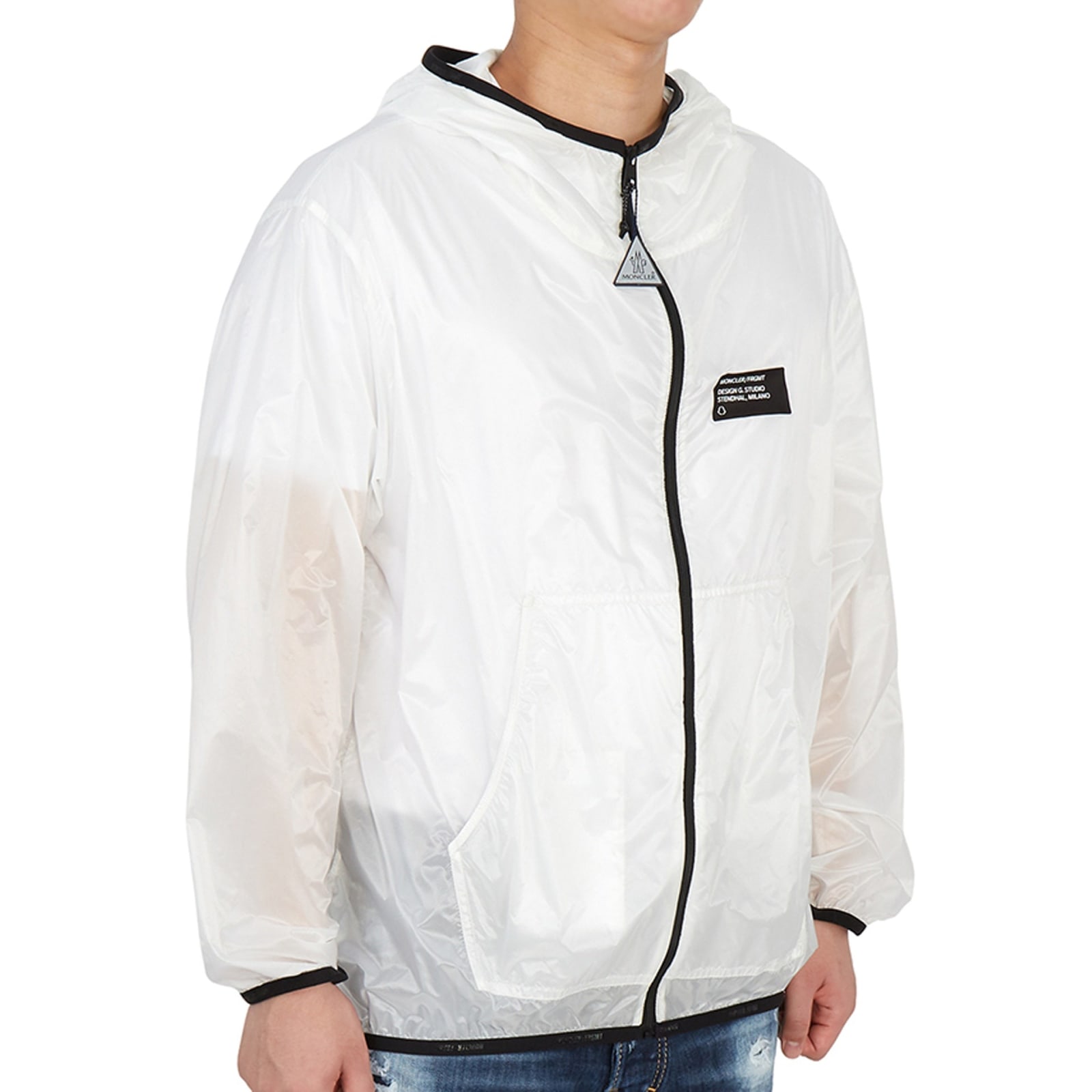 Shop Moncler Genius Genius Hooded Windbreaker In White