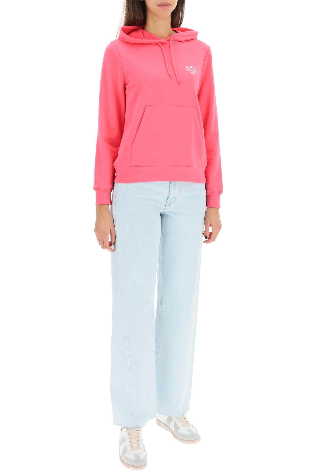 Apc A. P.c. Manuela Printed Cotton Jersey Hoodie In Fac Rose Vif