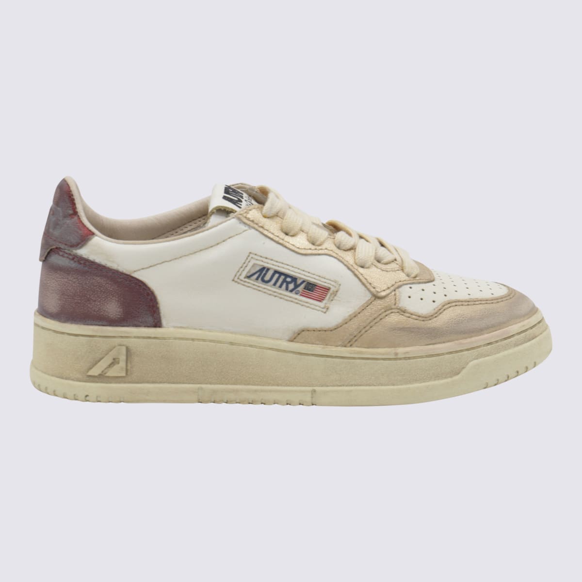 Autry Vintage Inspired Low-top Sneakers With Textured Accents In White, Purple, Pink