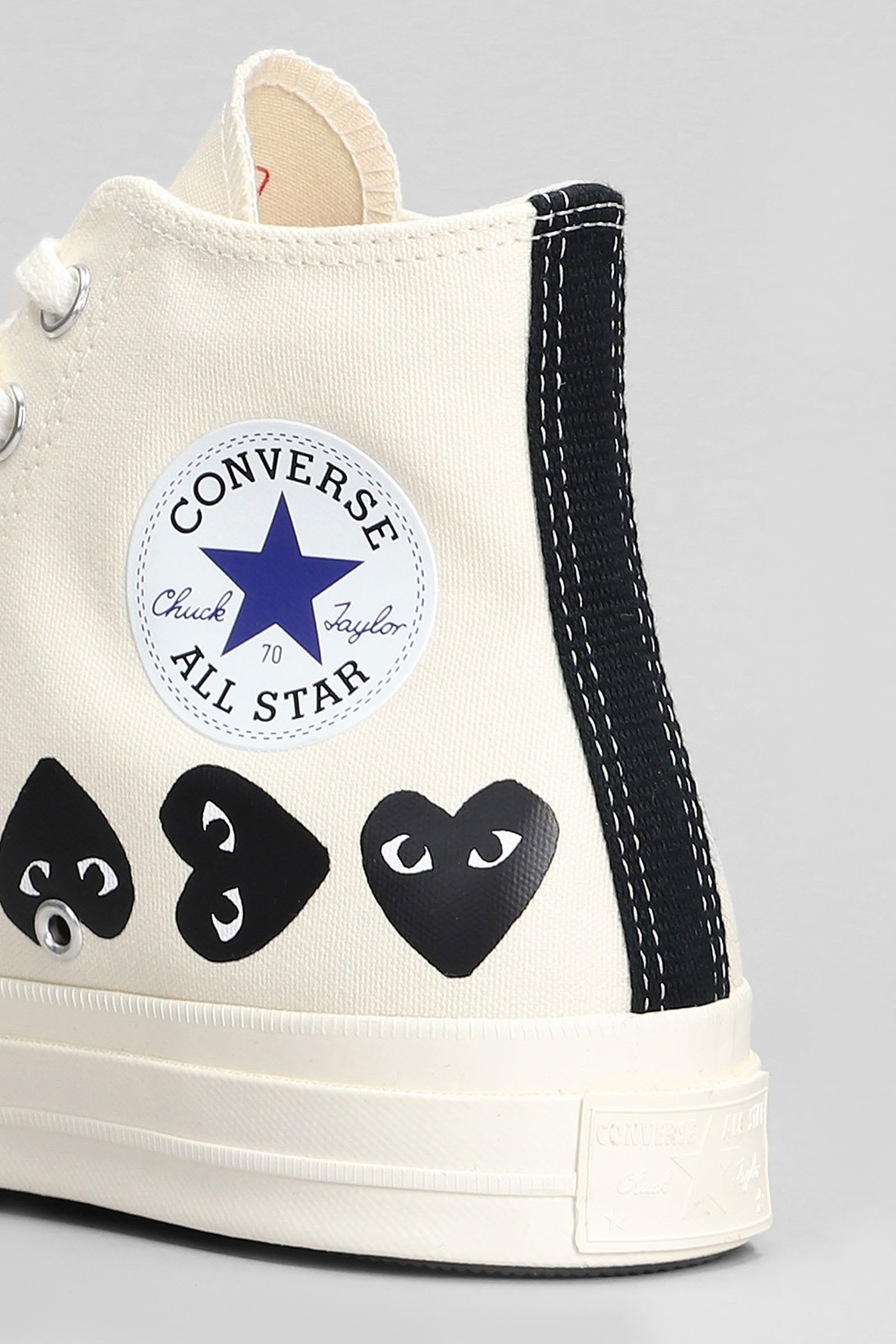 Comme Des Garçons Play Chuck 70 Cdg High Sneakers In Beige Cotton In White