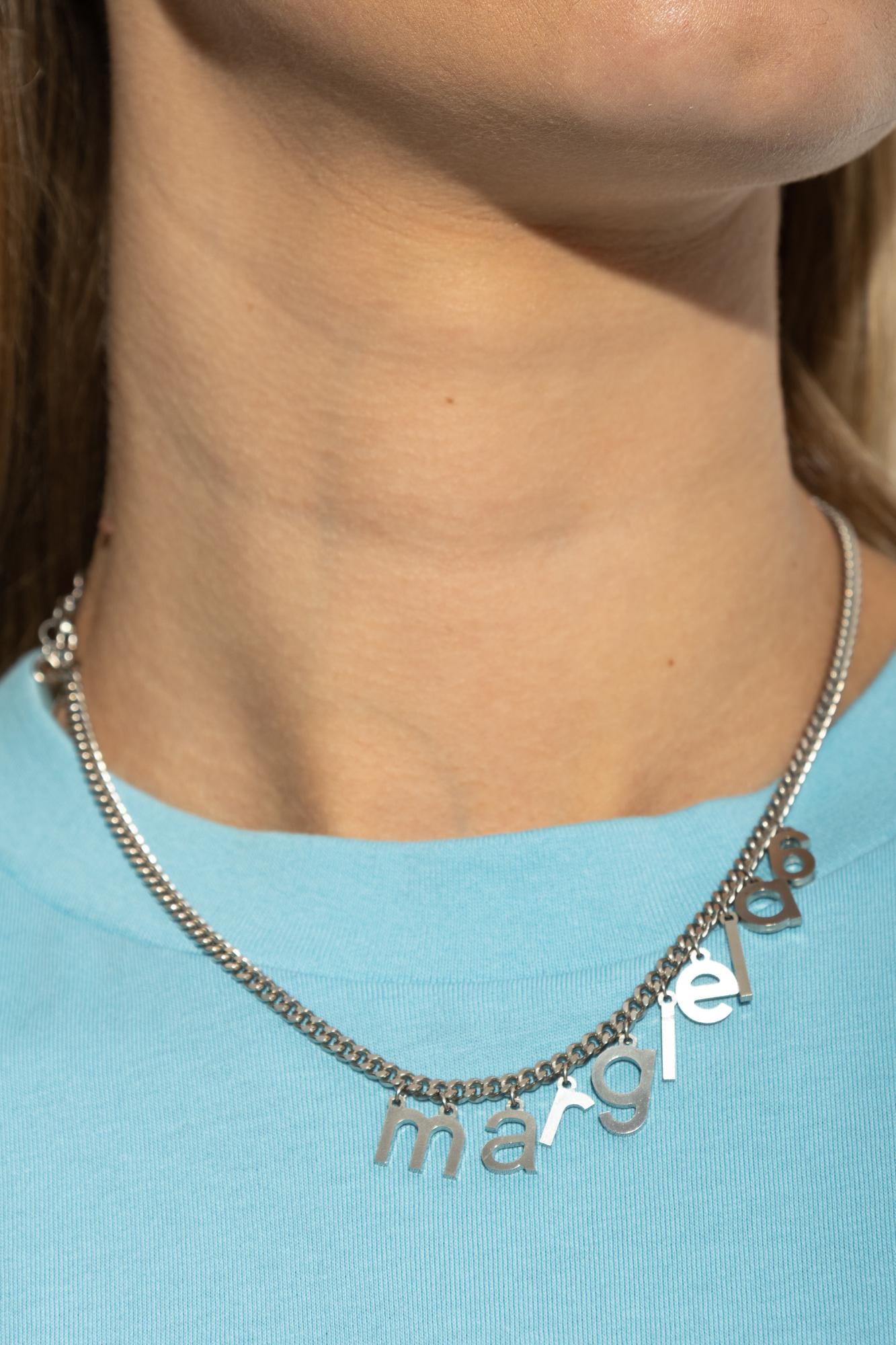 Mm6 Maison Margiela Pendant Logo Necklace In Brushed Palladio