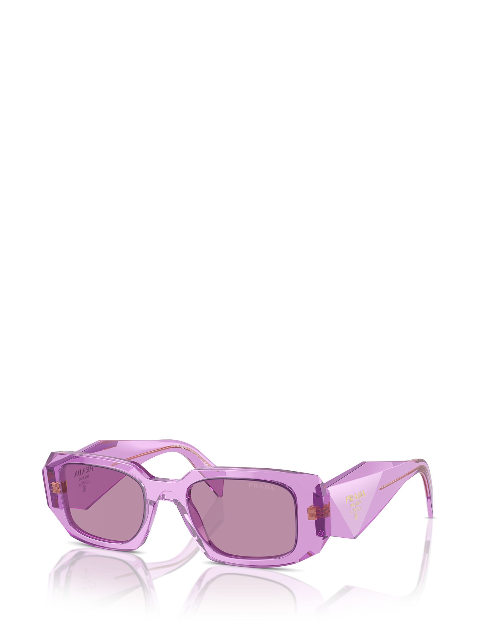 Prada Pr 17ws Transparent Amethyst Sunglasses In 13r07q