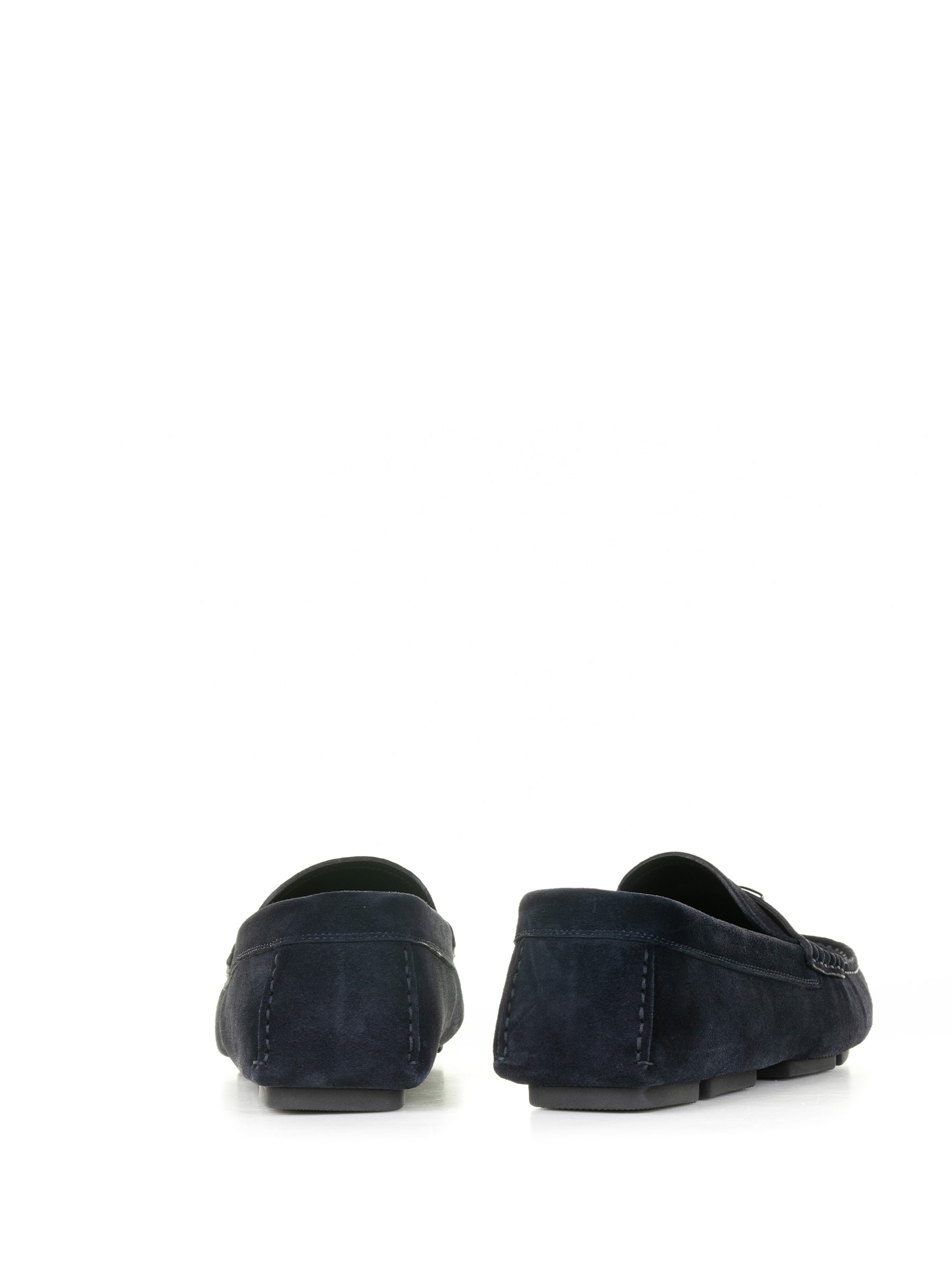Shop Dolce & Gabbana Driver Moccasin In Blue Suede With Logo In Tono Blu