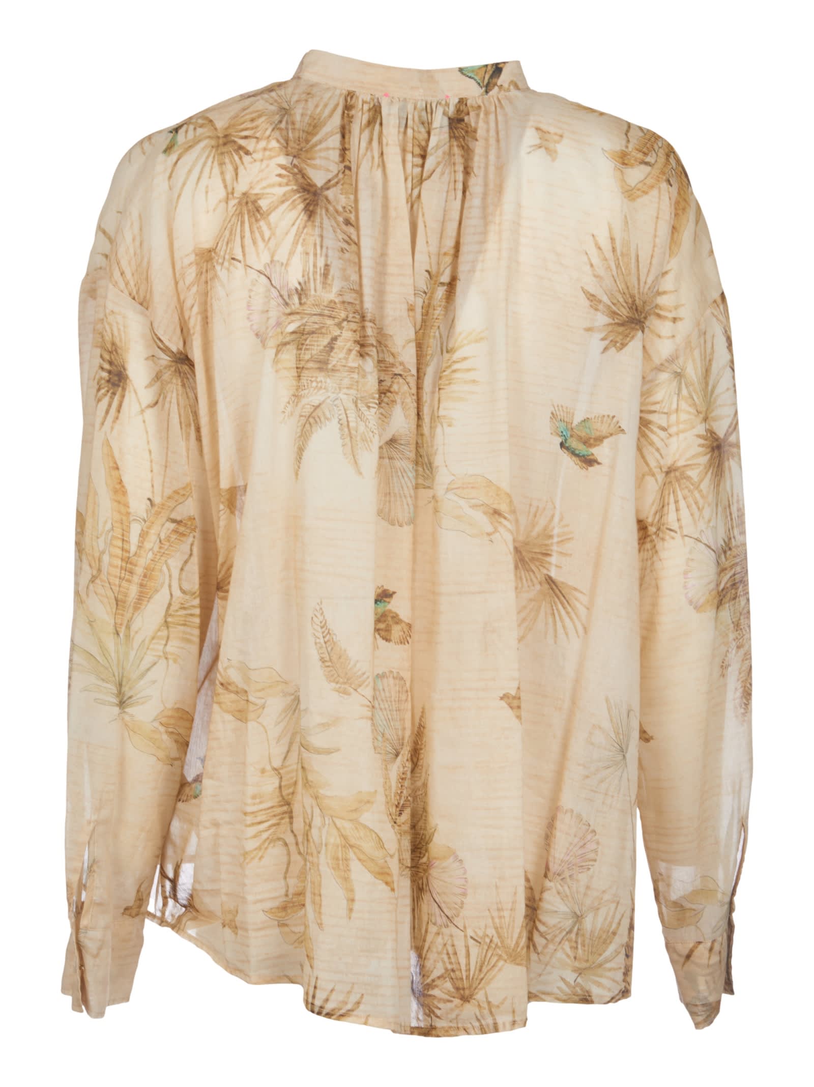 FORTE FORTE BAND COLLAR FLORAL PRINTED SHIRT