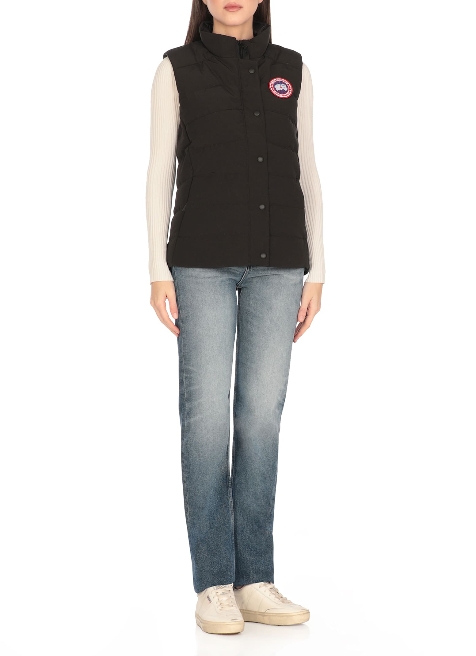 Canada Goose Padded Quilted Sleeveless High Neck Vest In Black