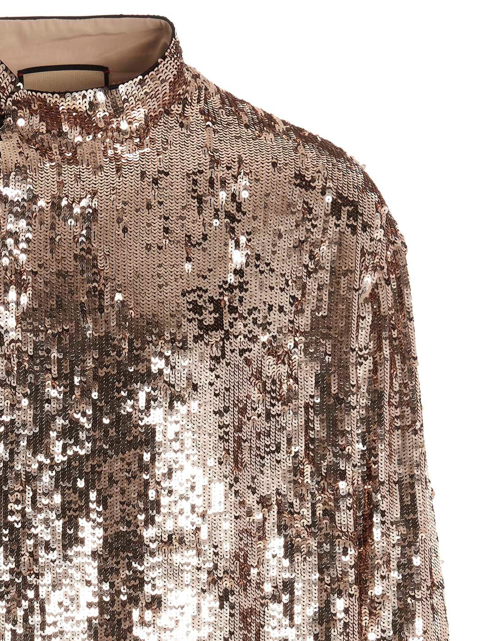 Gucci Sequin Shirt Shirt And Blouse Silver In Brown