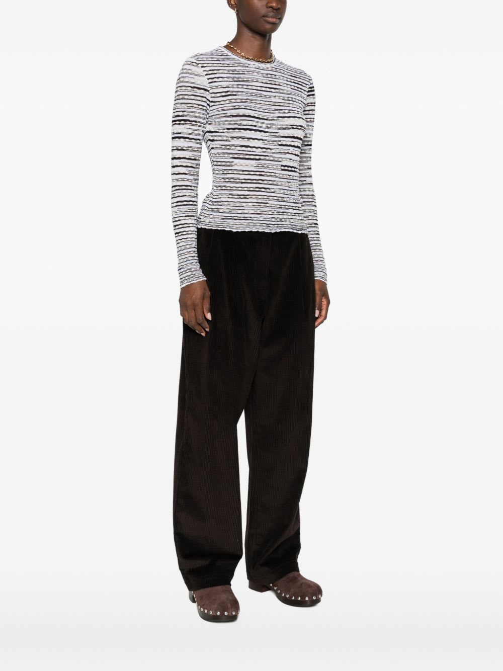 Missoni Striped Lightweight Crew Neck Knit Sweater In White