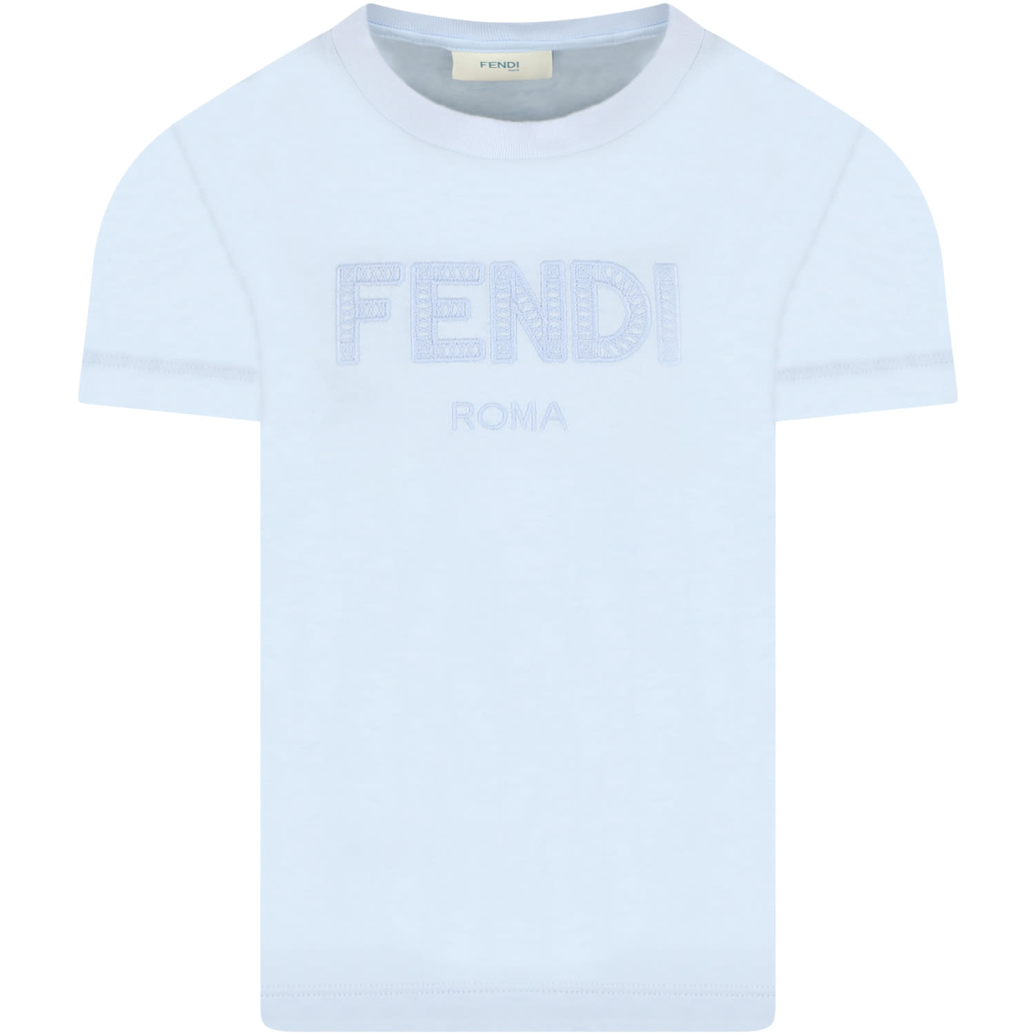 Fendi Light Blue T-shirt For Kids With Logo
