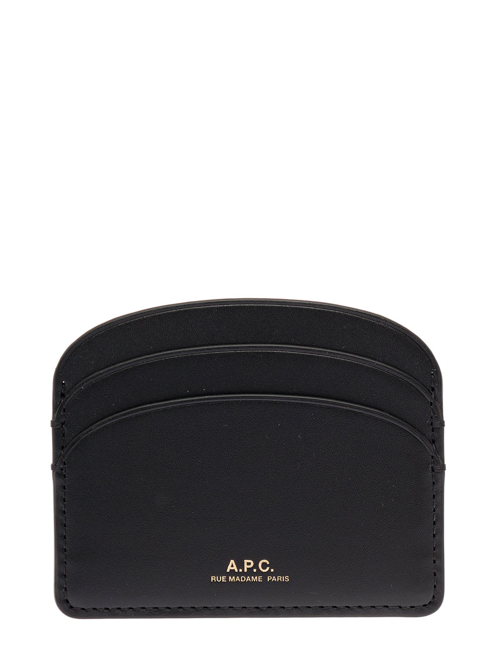 A.P.C. A.p.c Womans Demi Lune Black Leather Card Holder With Logo