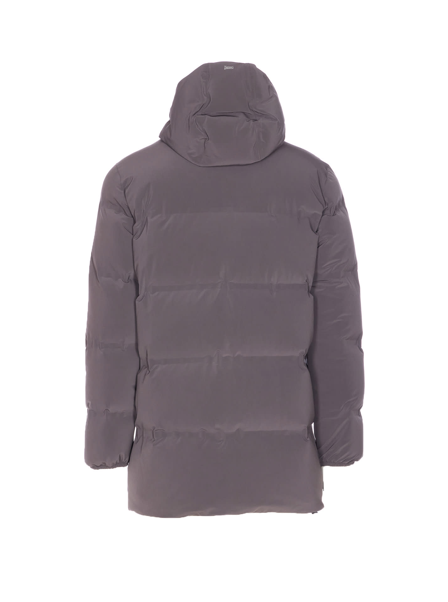 Herno Grey Down Jacket Zip Closure On The Front In Purple