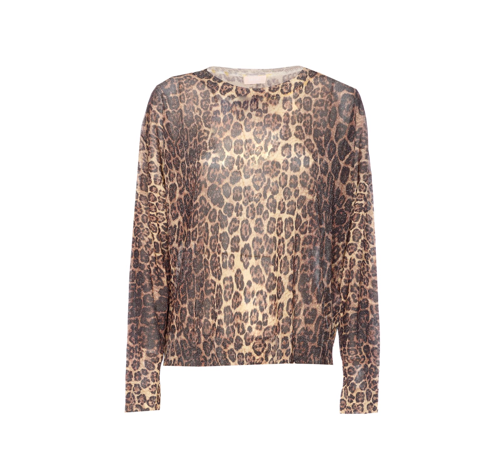 Liu •jo Leopard-print Metallic Sweater In Brown