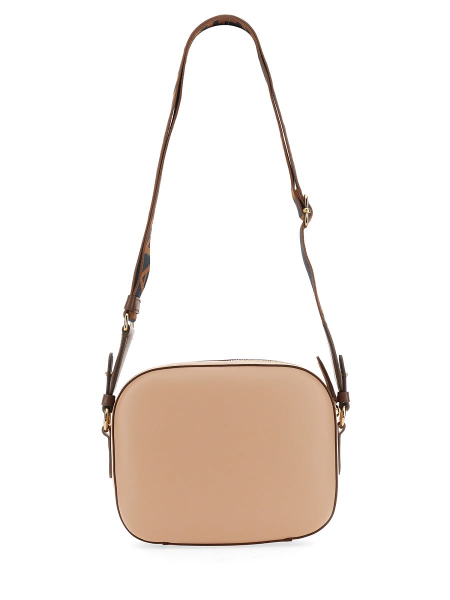 Shop Stella Mccartney Mini Camera Bag With Logo In Powder