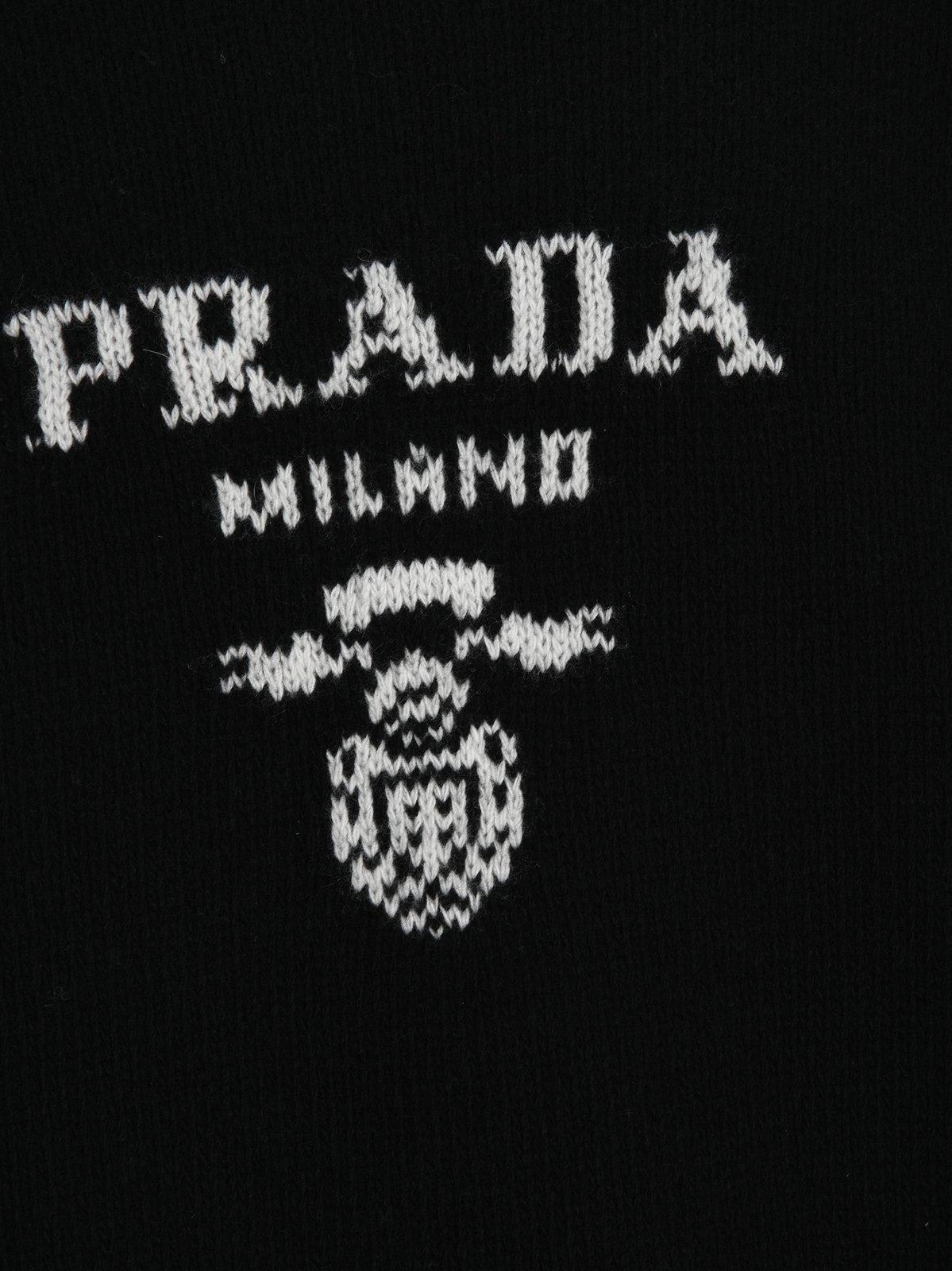 Shop Prada Logo Sweater In Black