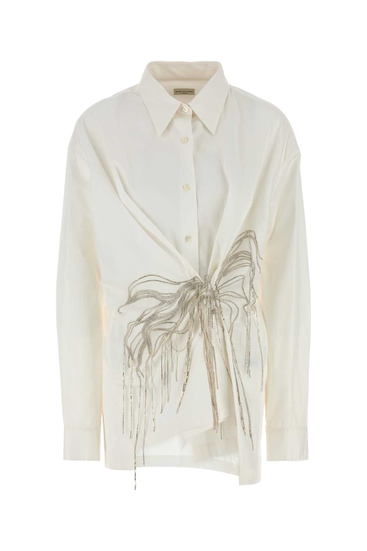 Shop Dries Van Noten White Oxford Shirt In Offwhite