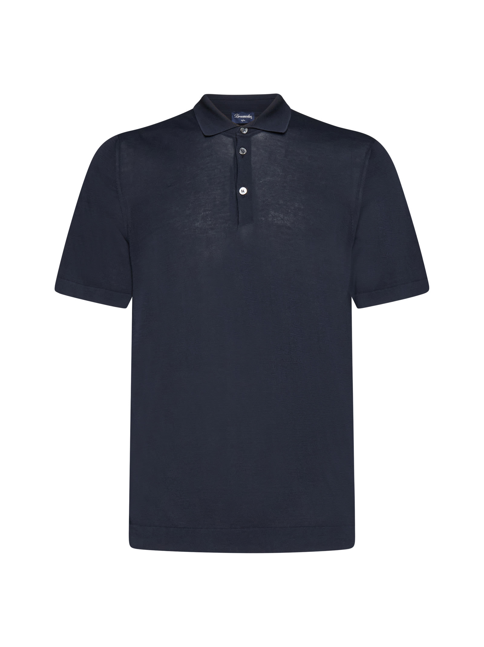 Drumohr Spread-collar Cotton Polo Shirt In Navy