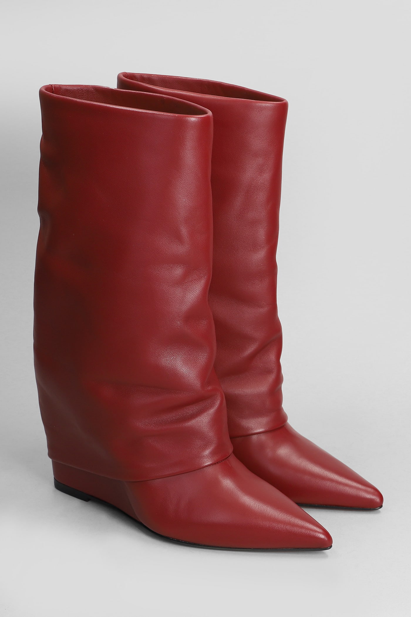 Shop The Seller High Heels Ankle Boots In Bordeaux Leather