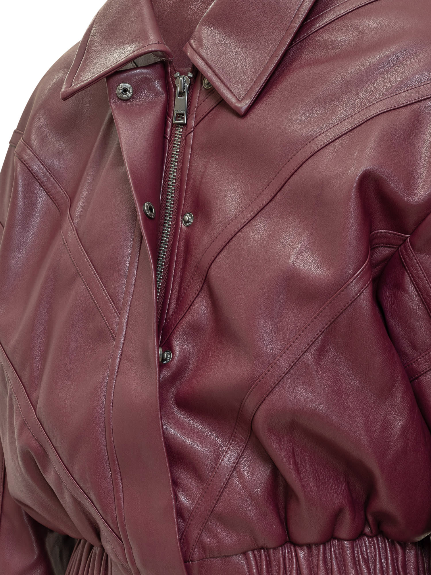 Rotate Birger Christensen Collared Panel Detailing Bomber Jacket In Red