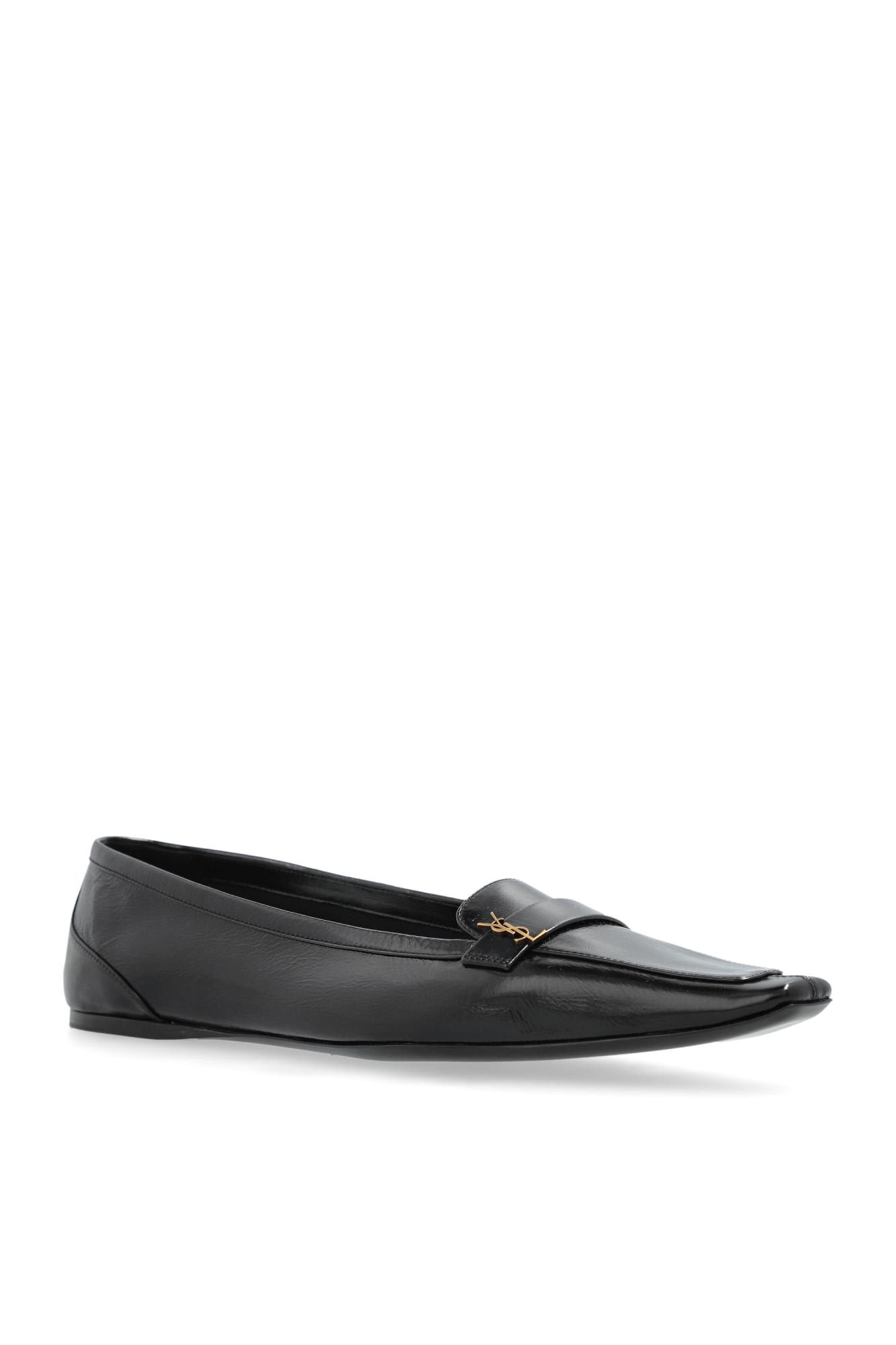 Saint Laurent Poppy Leather Ballet Flats In Black