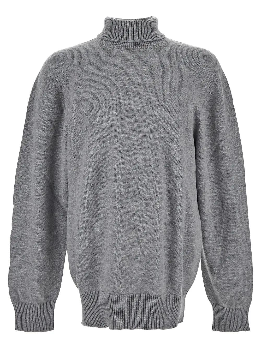 Laneus Turtleneck Knit In Grigio Melange/melange Gray