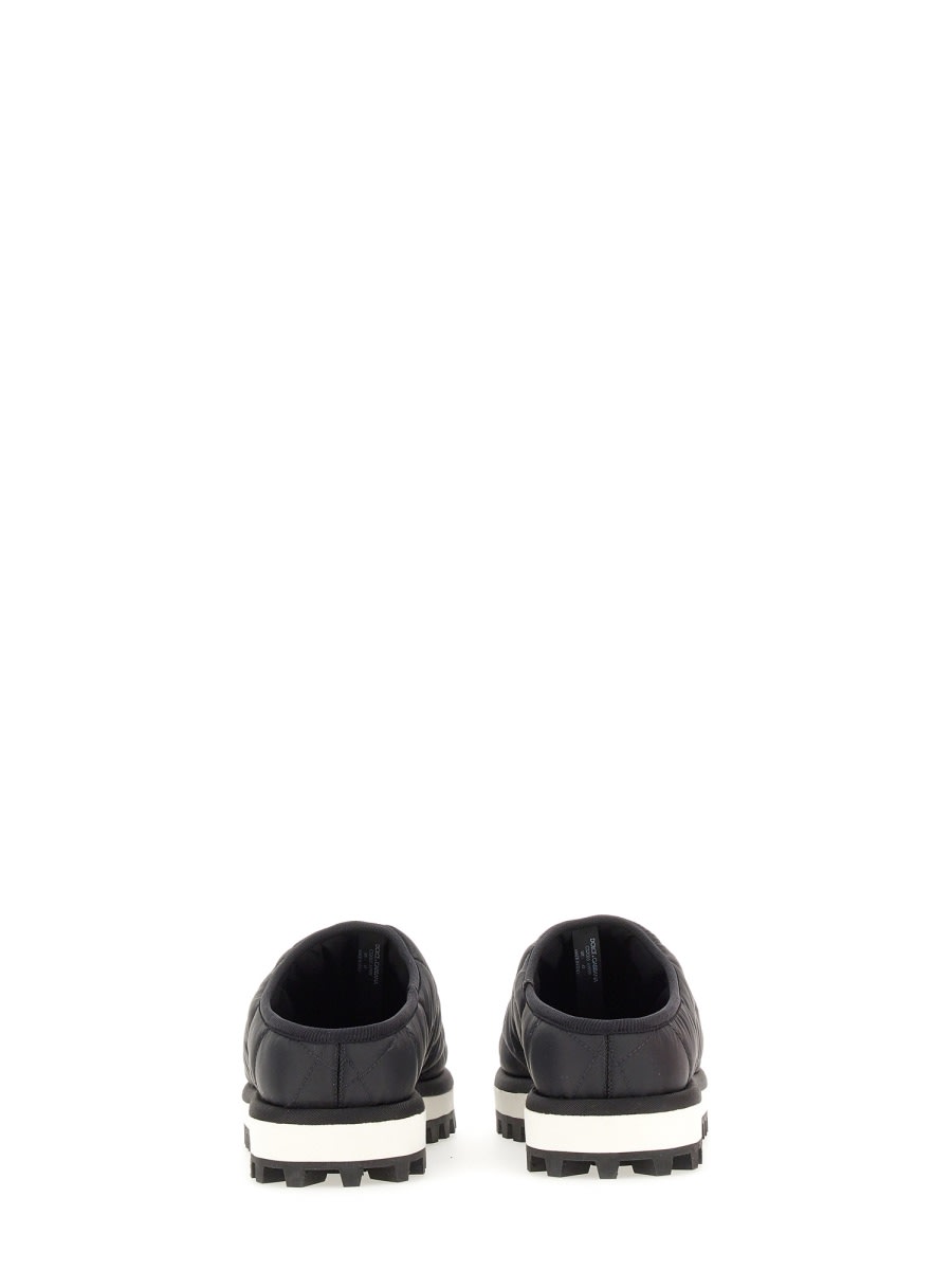 Shop Dolce & Gabbana Quilted Nylon Slipper In Black