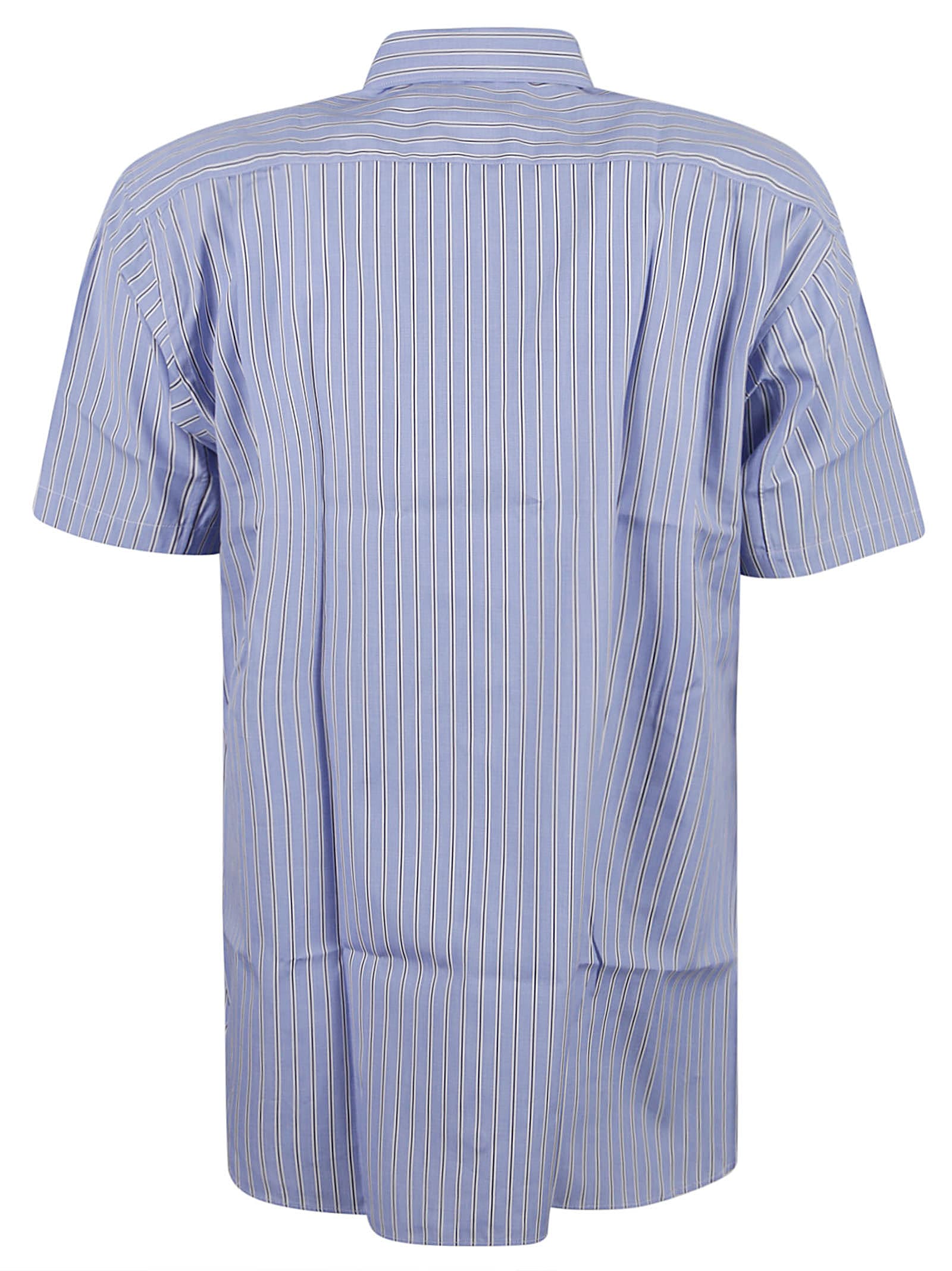 Shop Comme Des Garçons Stripe Short-sleeved Shirt In Azure