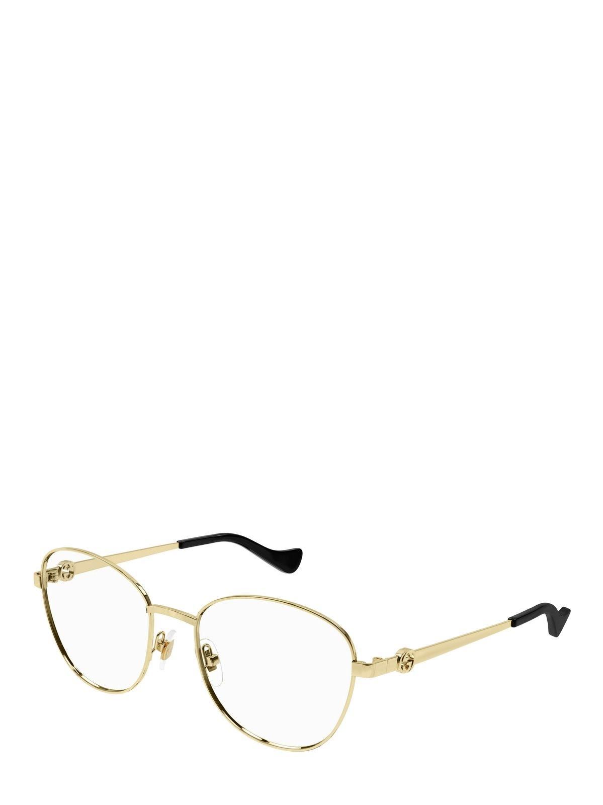 Shop Gucci Round-frame Glasses In 001 Gold Gold Transparent