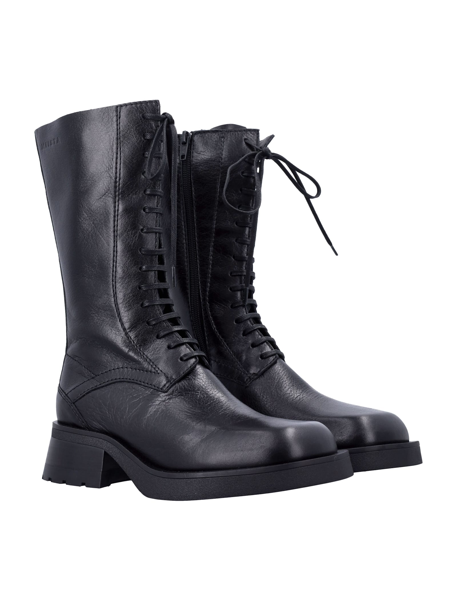 Miista Vel Lace-up Leather Boots Black In Black