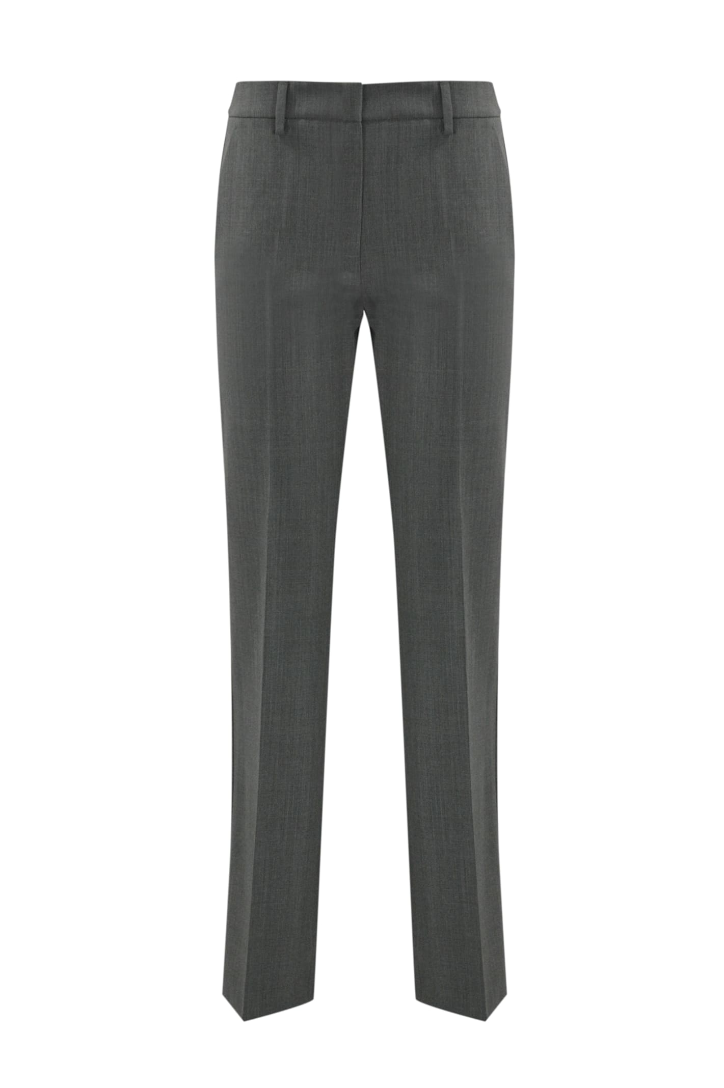 Shop Weekend Max Mara Estasi Straight Trousers In Technical Wool In Grey Melange