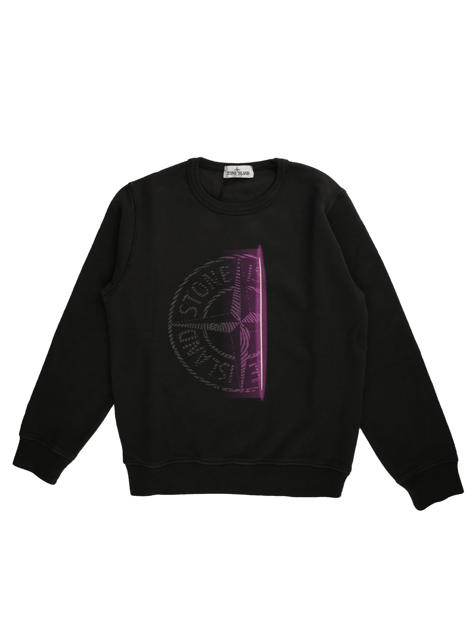 Stone Island Junior Black Blackboard Sweatshirt With Purple Print