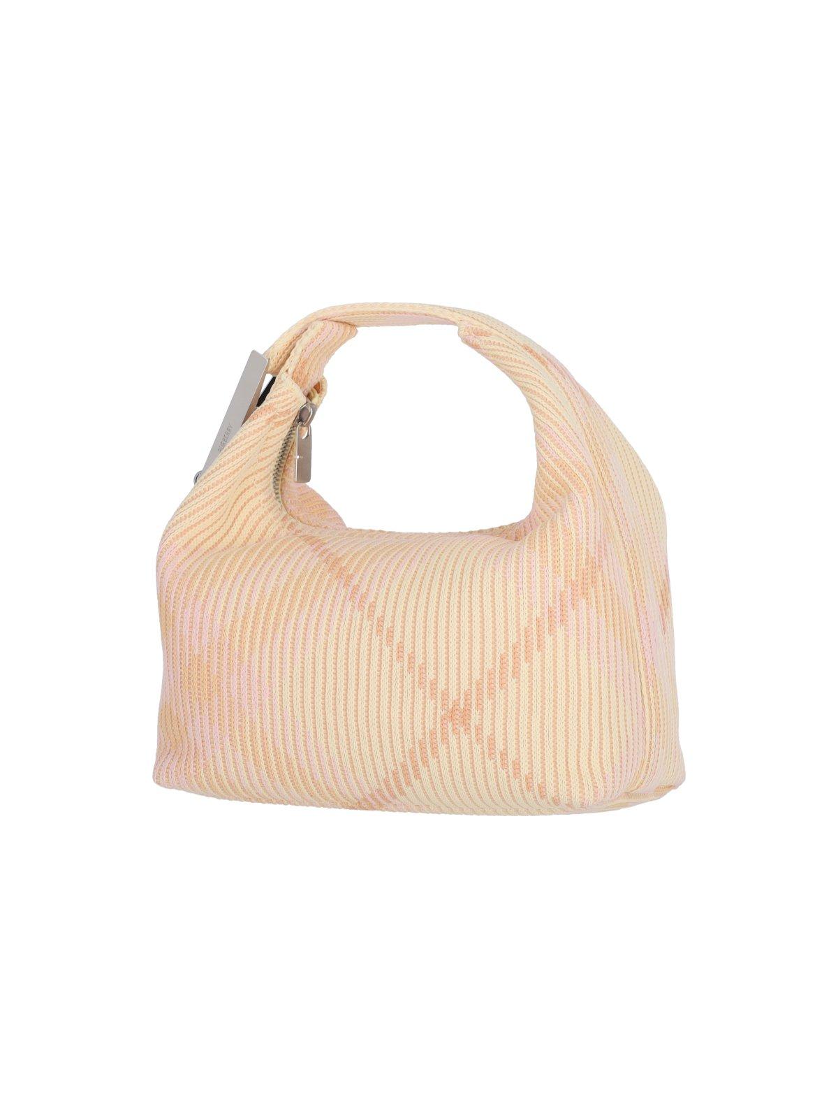 Shop Burberry Check Pattern Zipped Tote Bag In Pink