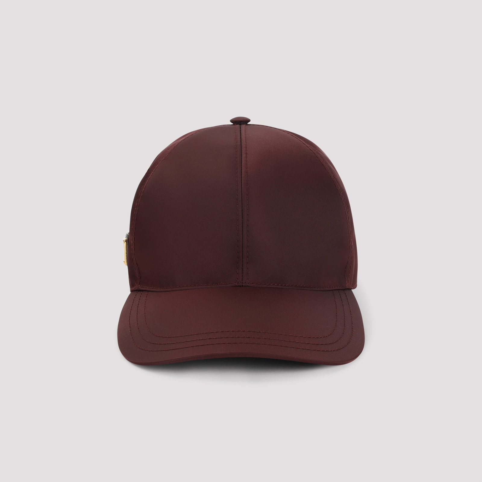 Prada Nylon Baseball Cap Panel Construction Visor Brim In Burgundy