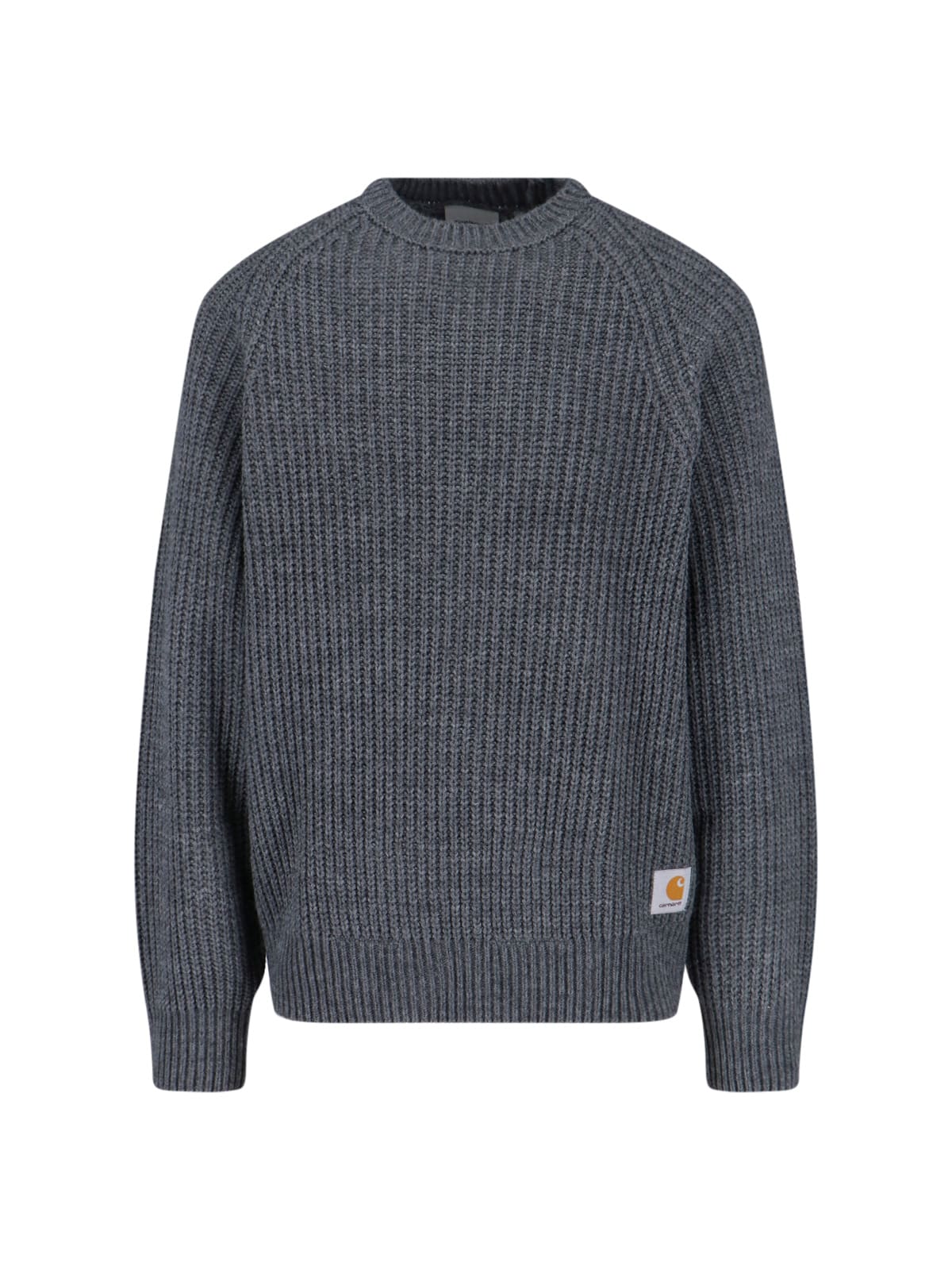 Carhartt Raglan Sleeve Crewneck Sweater With Ribbed Texture In Gray