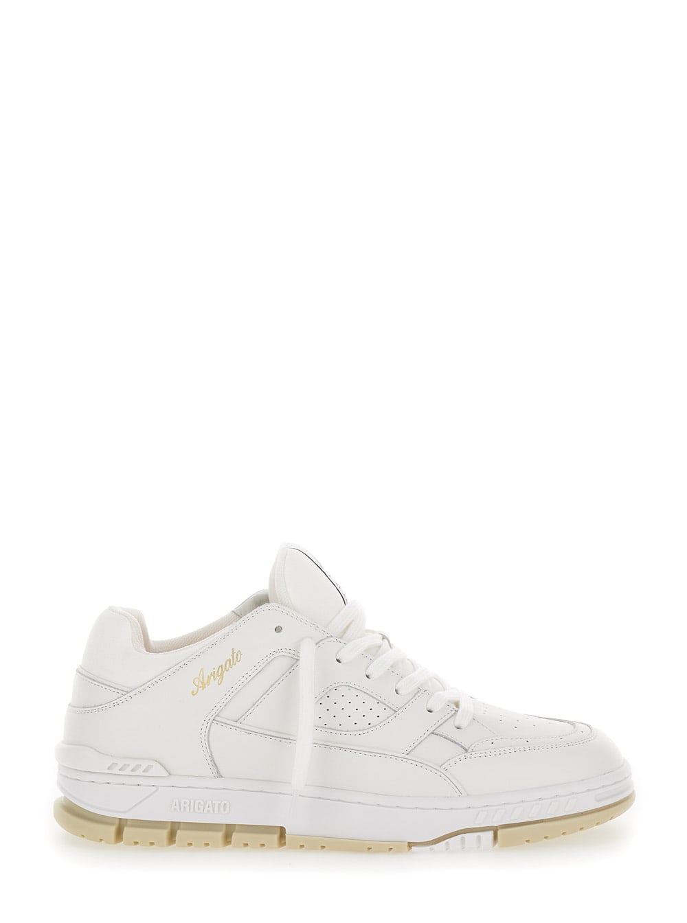 area White Low Top Sneakers With Laminated Logo In Leather Man