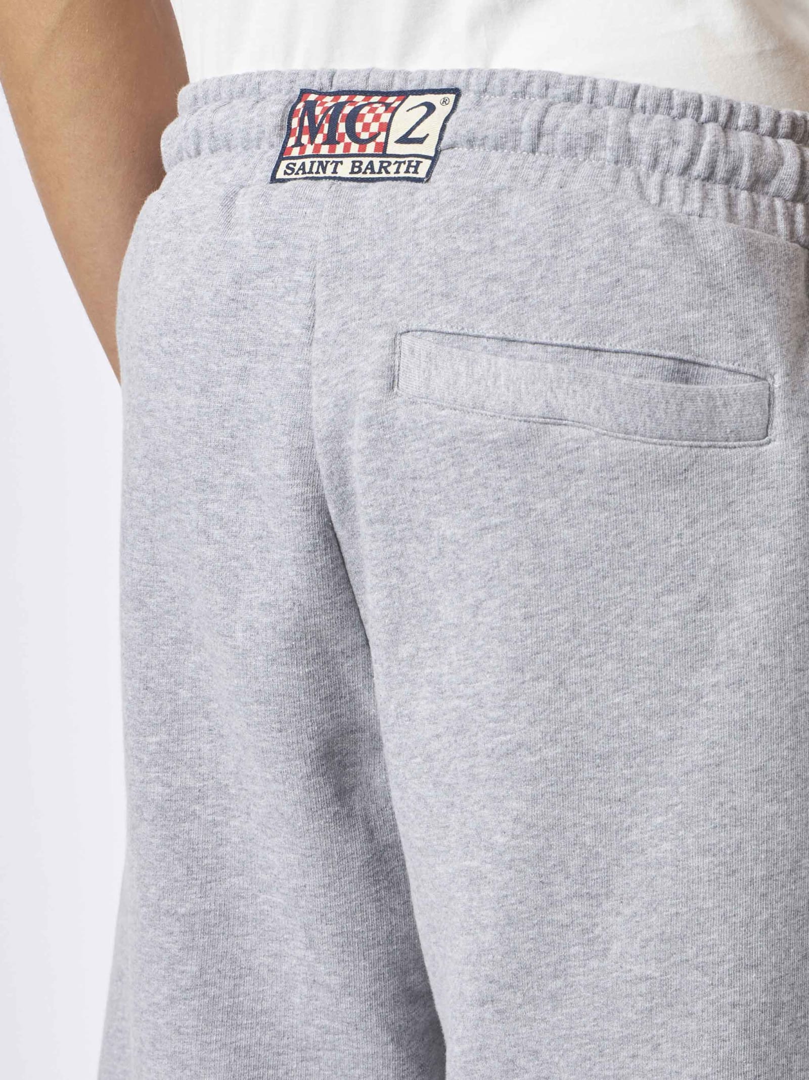 Mc2 Saint Barth Man Grey Cotton Bermuda In Grey