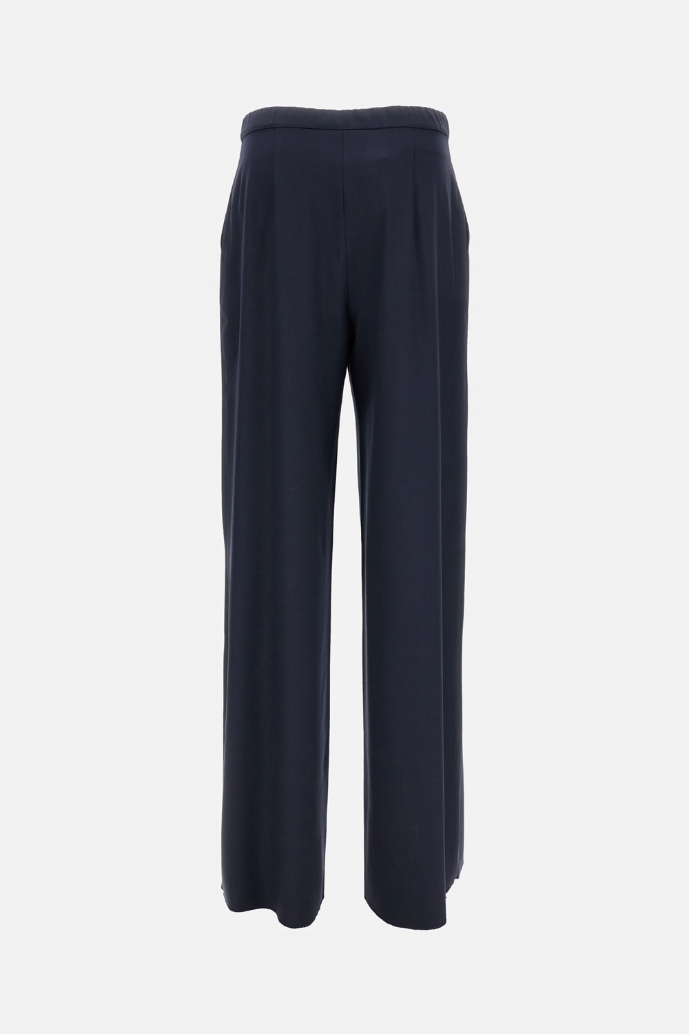 Max Mara Dark Blue Solid Relaxed Fit Pants In Blue