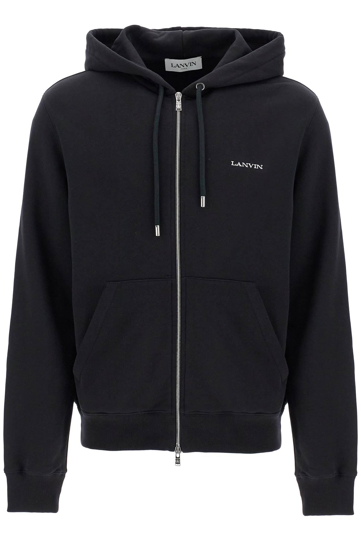 Shop Lanvin Hooded Sweatshirt With Zipper In Noir (black)