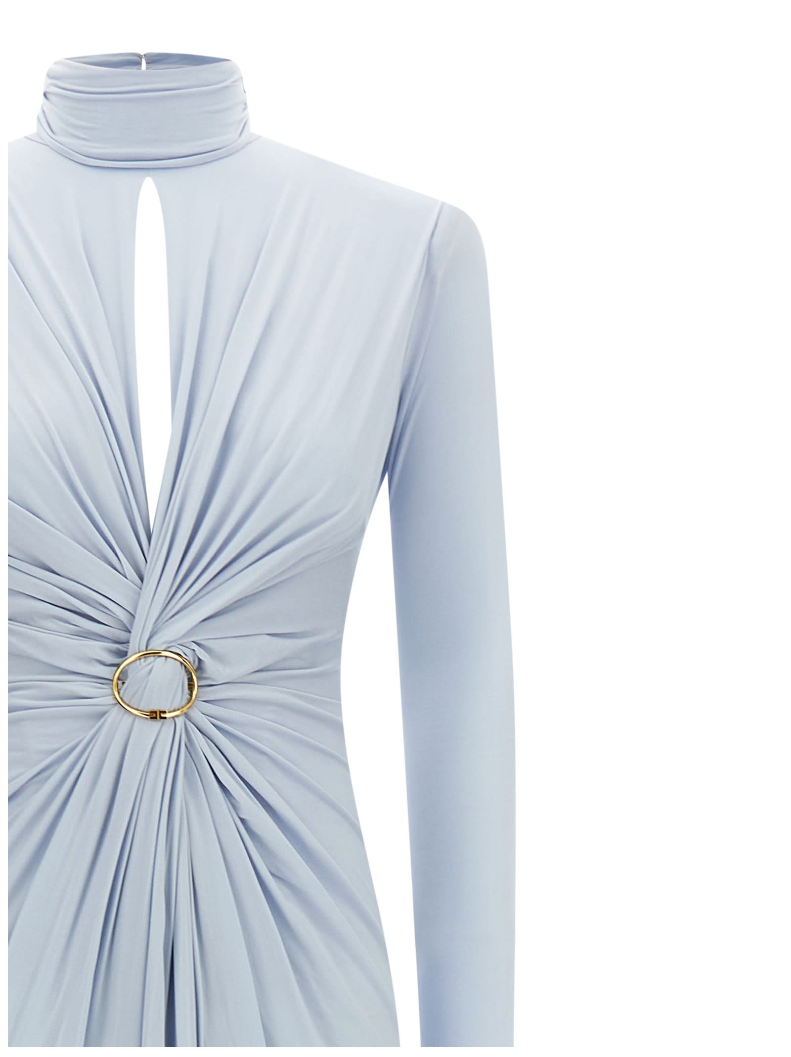 Elisabetta Franchi Light Blue Red Carpet Long Dress In Blue