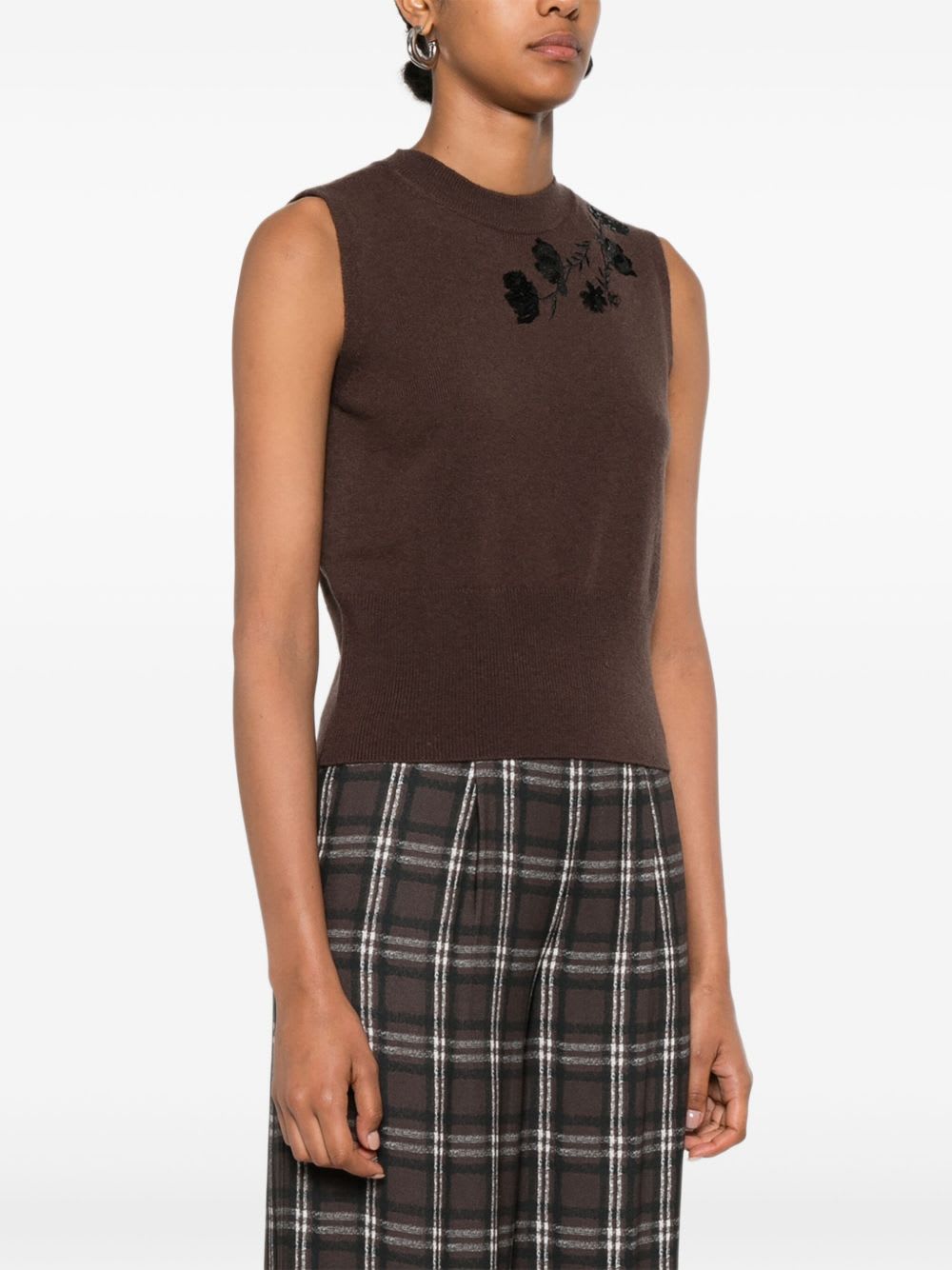Ermanno Firenze Embroidered Vest In Brown