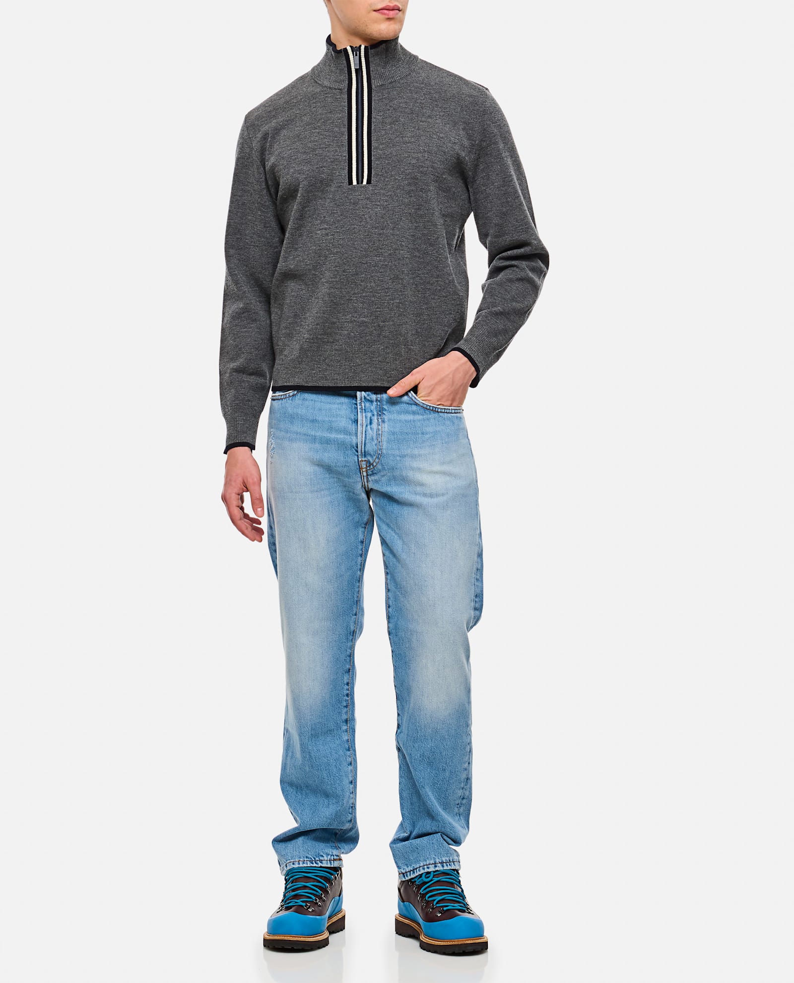 Shop Thom Browne Half Zip Pullover In Grey