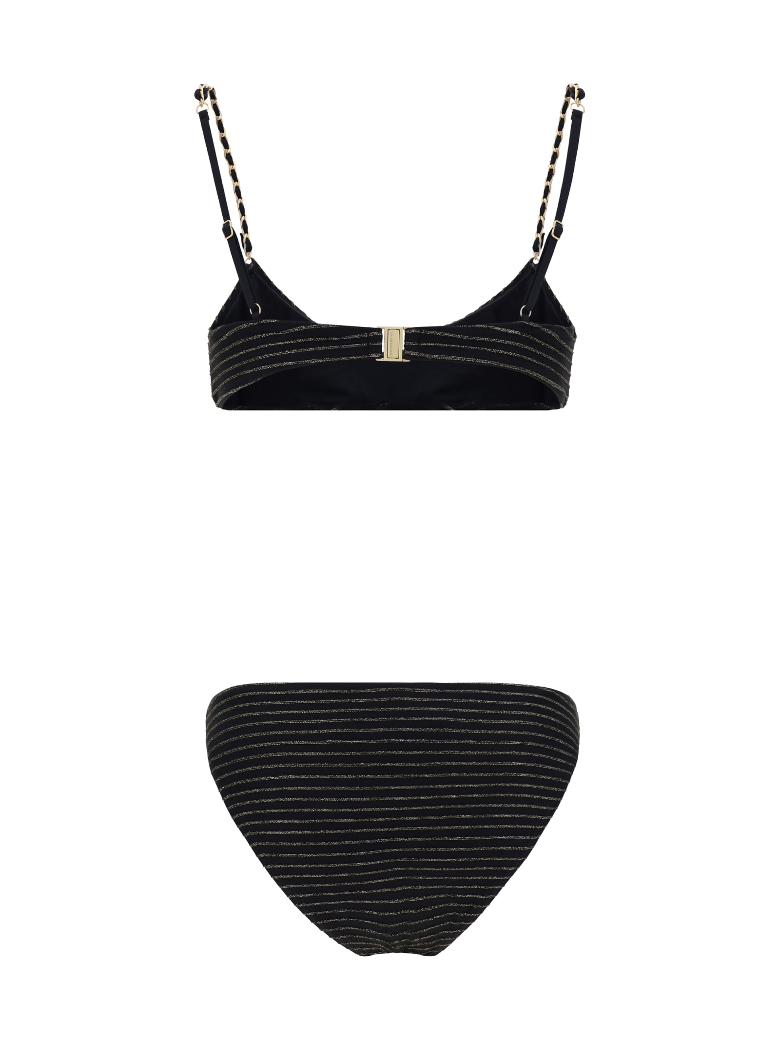 Shop Zimmermann Waverly Chain Swimsuit In Black/gold