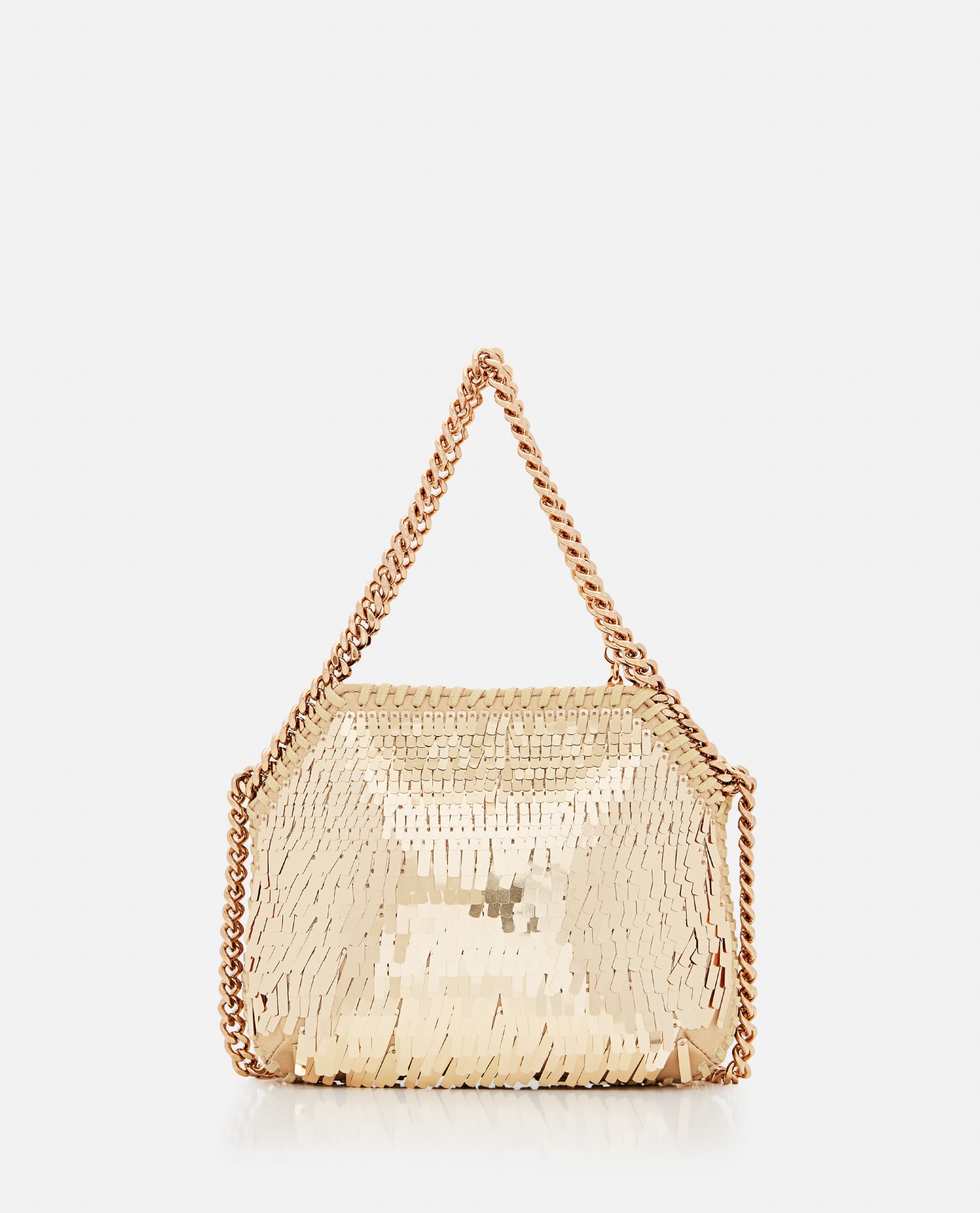 Shop Stella Mccartney Sequins Mini Shoulder Bag In Gold