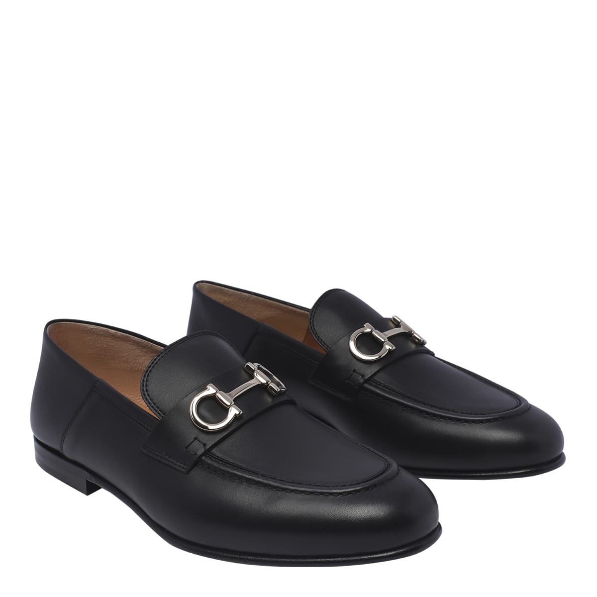 Shop Ferragamo Gancini Loafers In Black