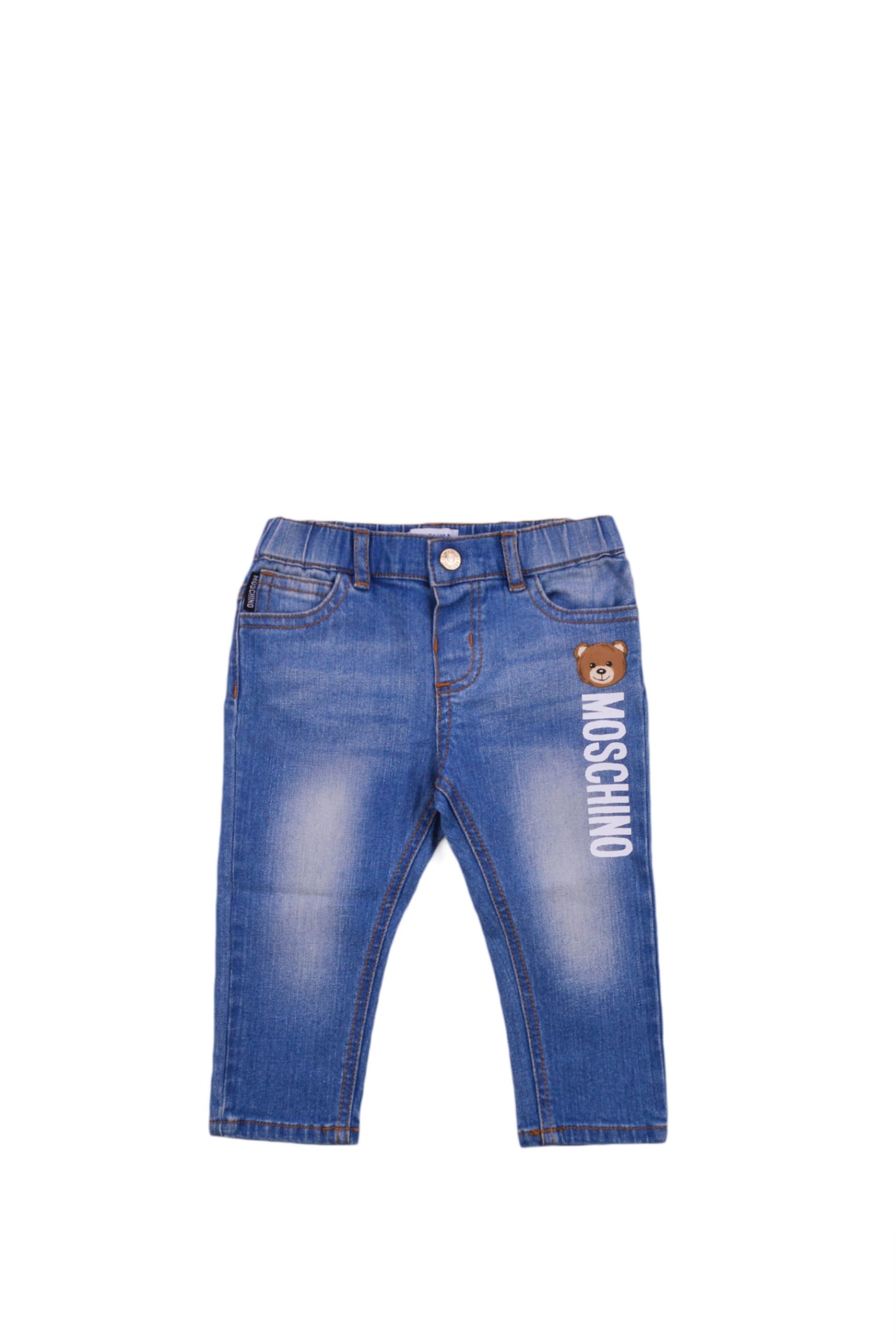 Moschino Babies' Cotton Denim Jeans In Blue