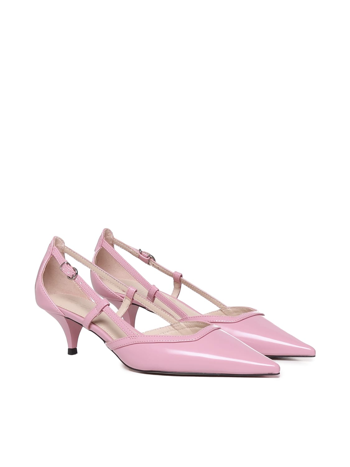 Shop Pinko Décolleté In Abraded Leather In Pink