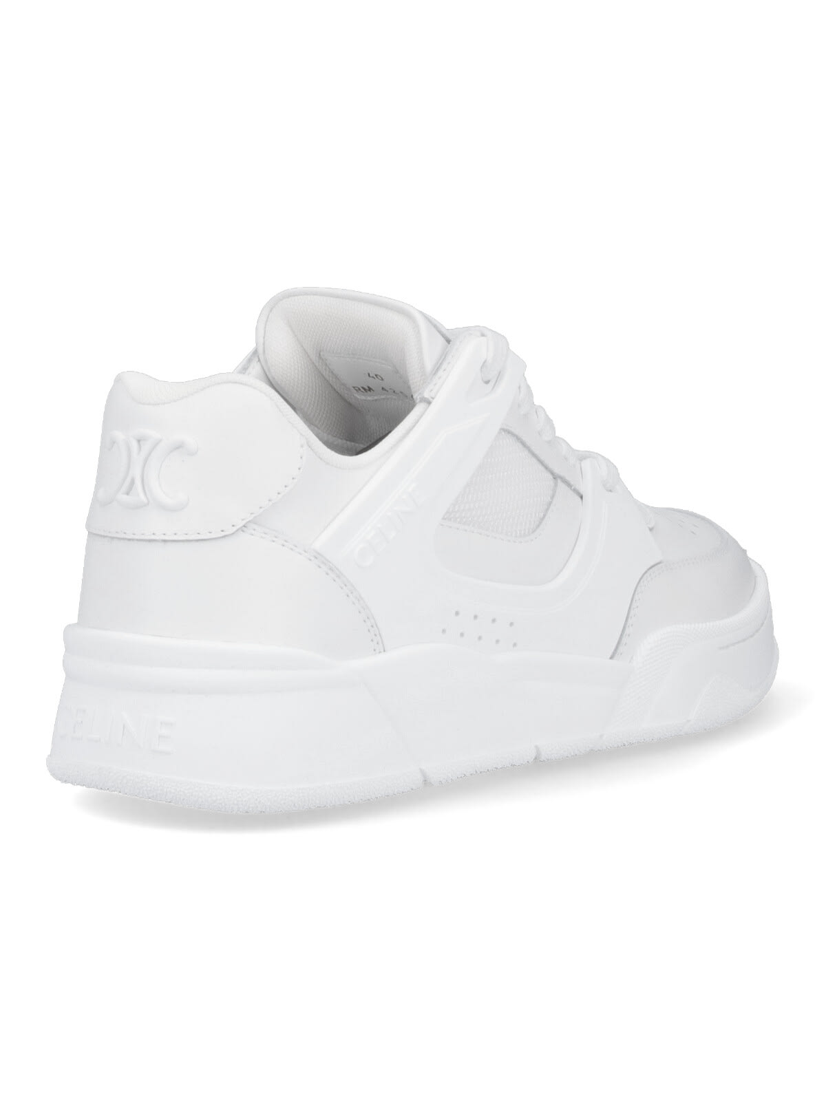 Celine Men Ct-09 Leather Sneakers With Mesh Inserts In White